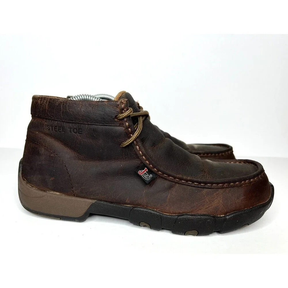 Justin Original Cappie Chukka Electrical Steel Toe Men's Brown Work Boot 8 M